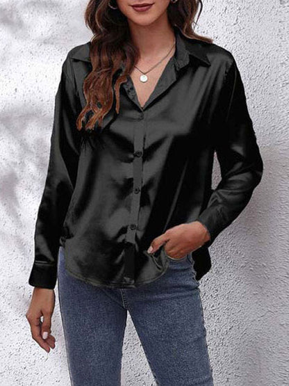 Damen Bluse Lockere Passform Knopfleiste Weiß