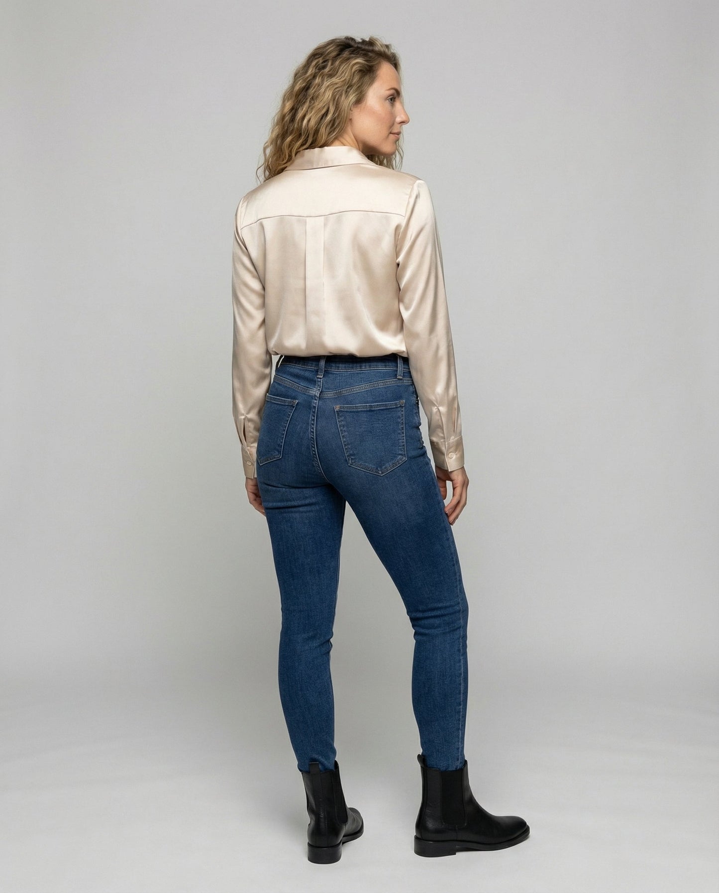Herren Langarmhemd Elegantes Baumwolle Weiß