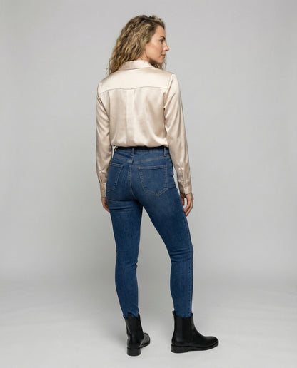 Herren Langarmhemd Elegantes Baumwolle Weiß