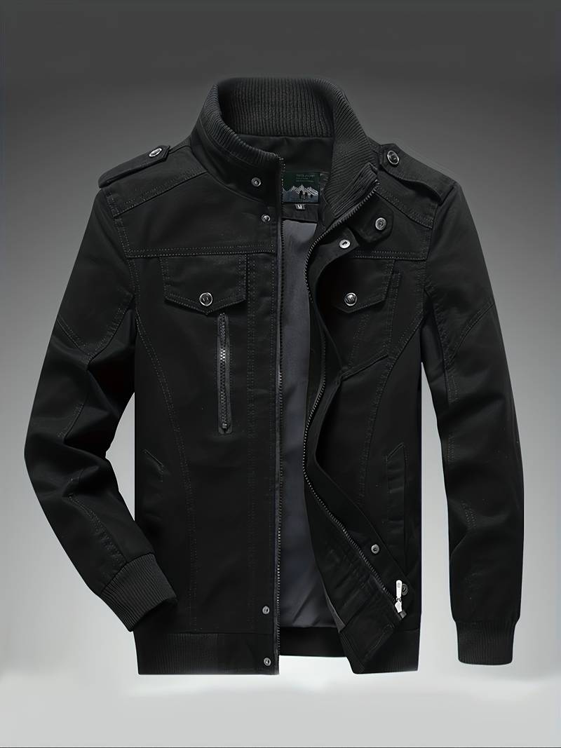 Herren Frachtjacke Schwarz Reißverschluss - Norvielle