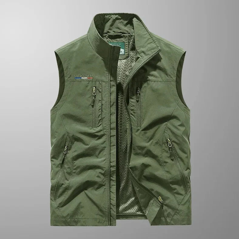 Frachtweste – mit Reißverschluss – ärmellos – Bodywarmer – Herrenweste-Grün-M-Chaps Herrenmode