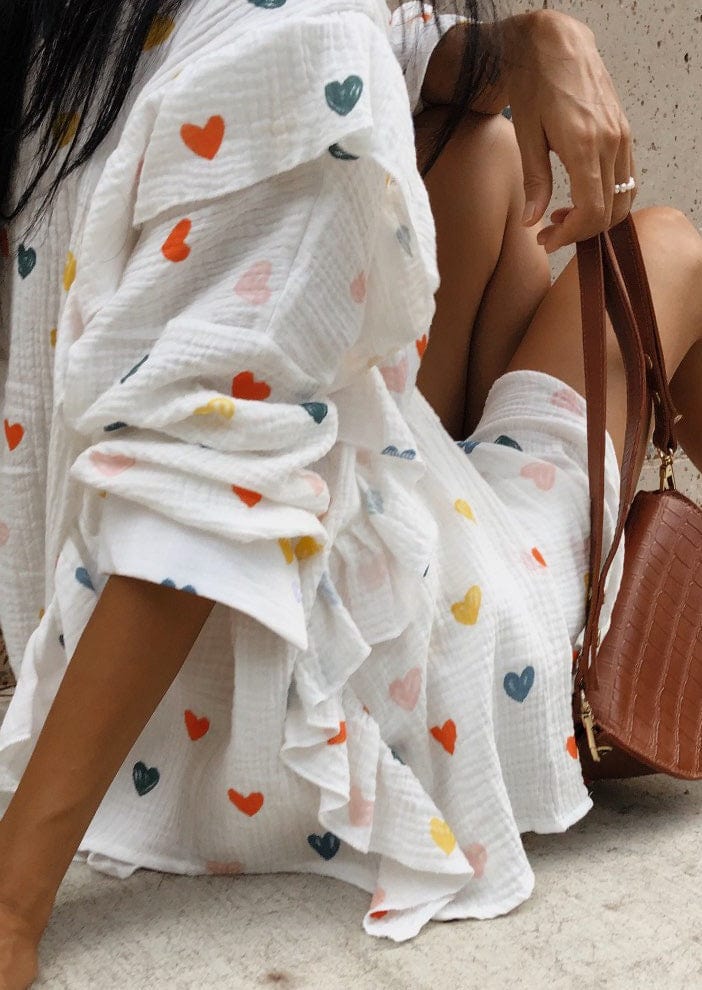 Damen Zweiteiler-Set Herz-Print Leicht Sommer