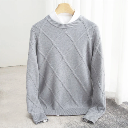 Herren Cashmere-Pullover Strukturiert Warm Beige