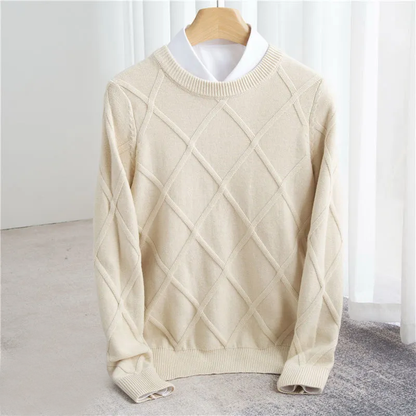 Herren Cashmere-Pullover Strukturiert Warm Beige