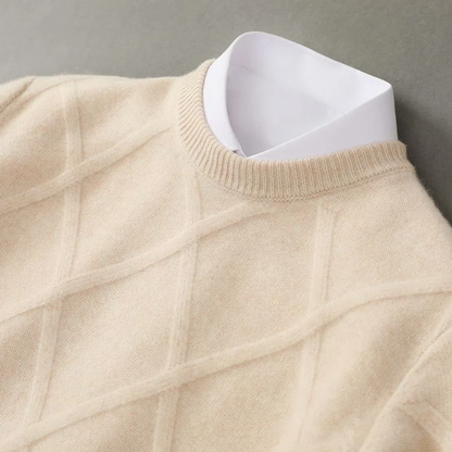 Herren Cashmere-Pullover Strukturiert Warm Beige