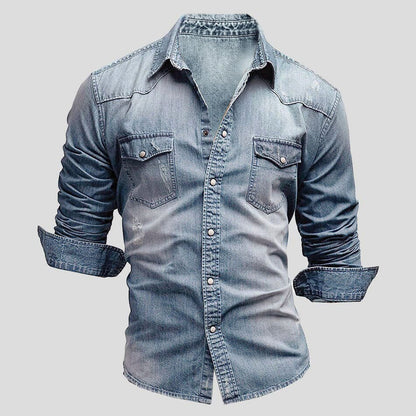 Herren Denim-Hemd Vintage-Optik Blau - Norvielle