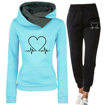 Damen Jogginganzug Warm Herzförmiges Muster - Norvielle