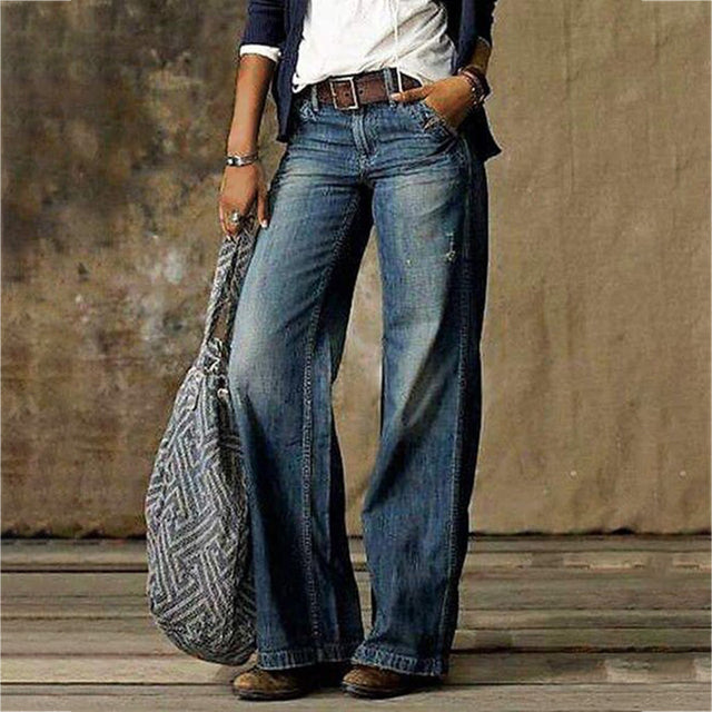 Damen Weite Hosenbeine Hose für Frauen