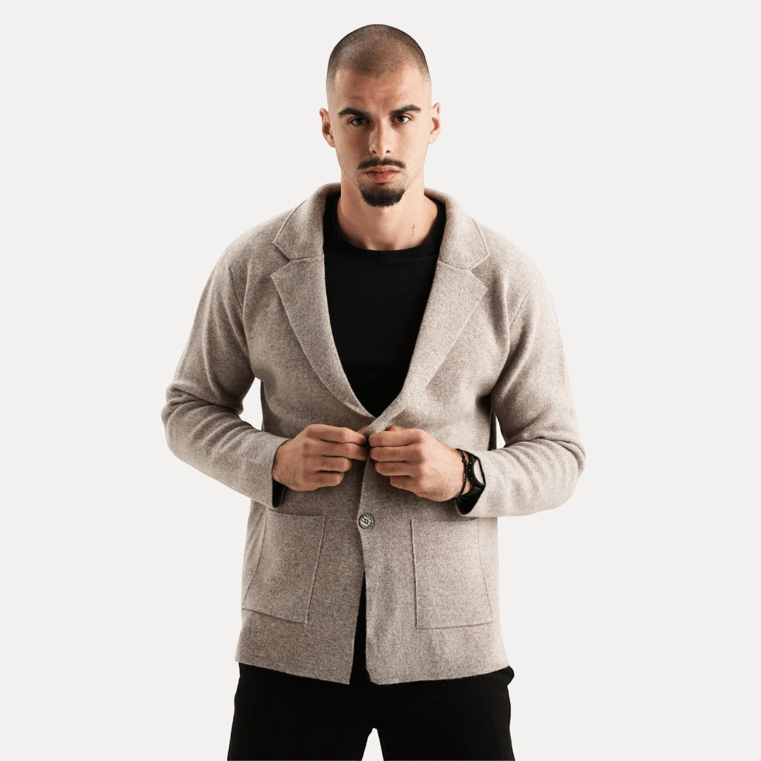 Herren Strickjacke Woll-Look mit Reverskragen und Knöpfen - Norvielle