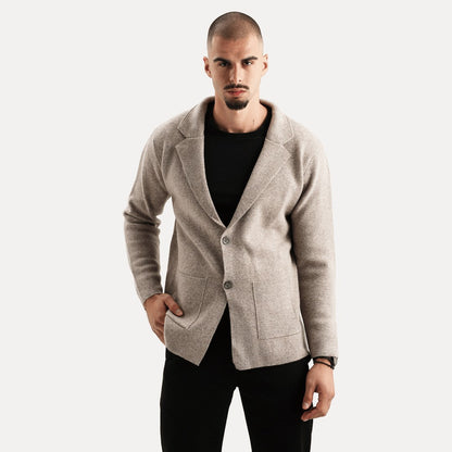 Herren Strickjacke Woll-Look mit Reverskragen und Knöpfen