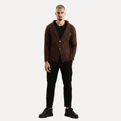 Herren Strickjacke Woll-Look mit Reverskragen und Knöpfen