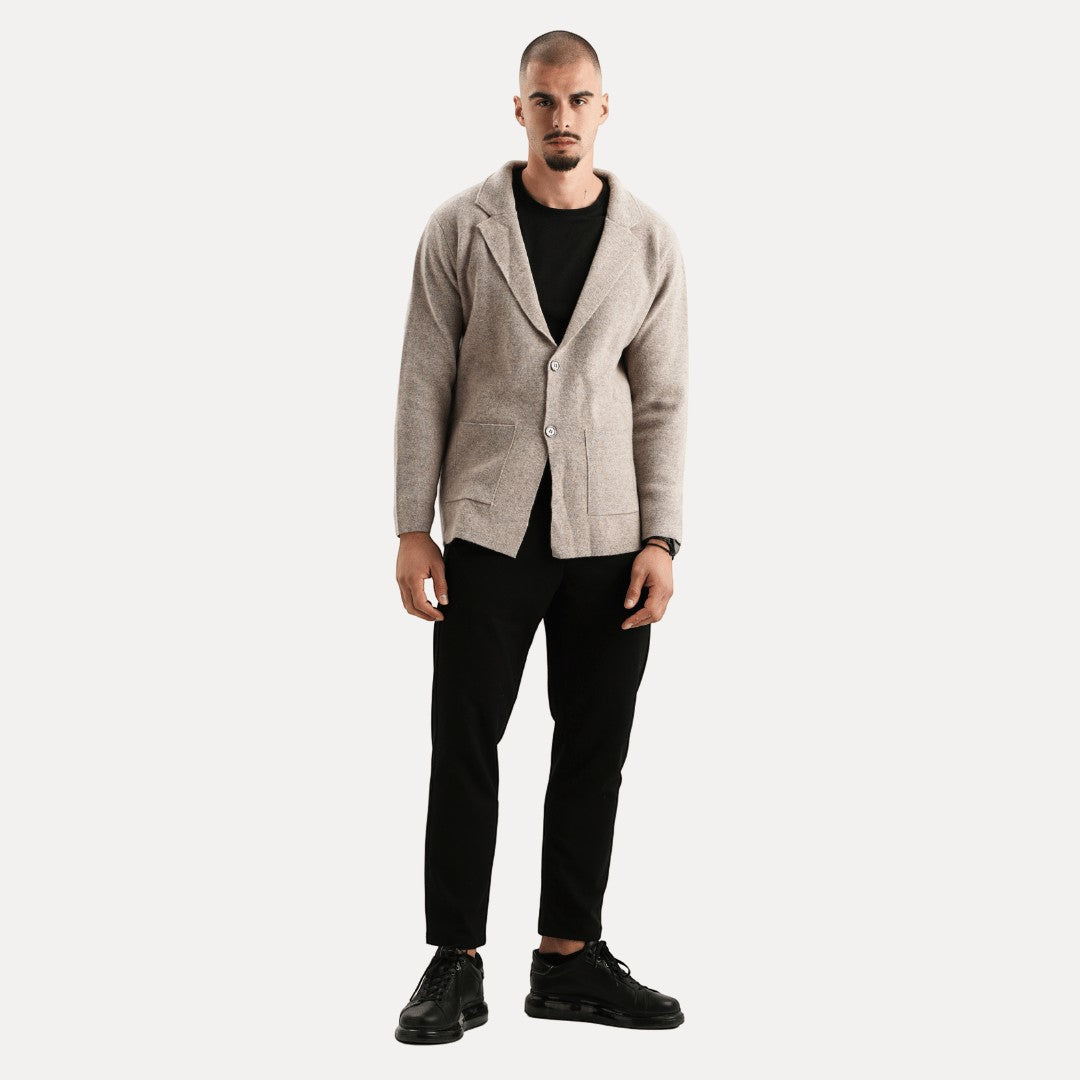 Herren Strickjacke Woll-Look mit Reverskragen und Knöpfen