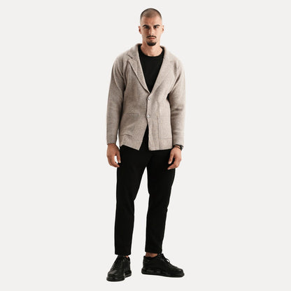 Herren Strickjacke Woll-Look mit Reverskragen und Knöpfen