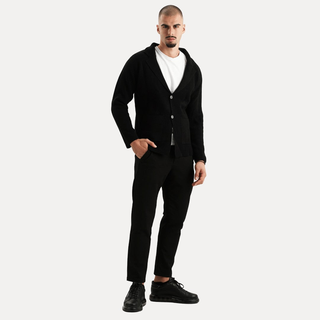 Herren Strickjacke Woll-Look mit Reverskragen und Knöpfen