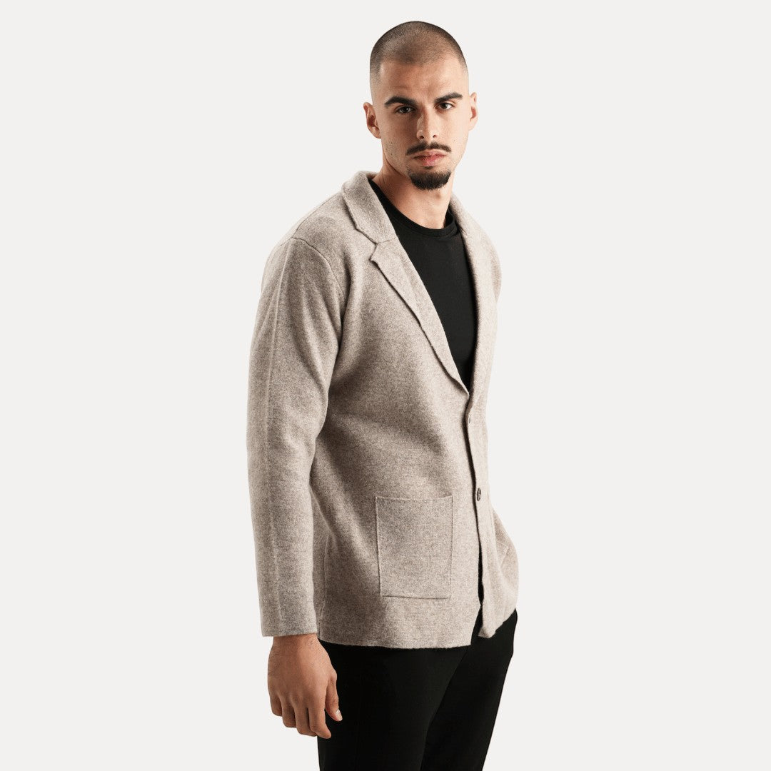 Herren Strickjacke Woll-Look mit Reverskragen und Knöpfen