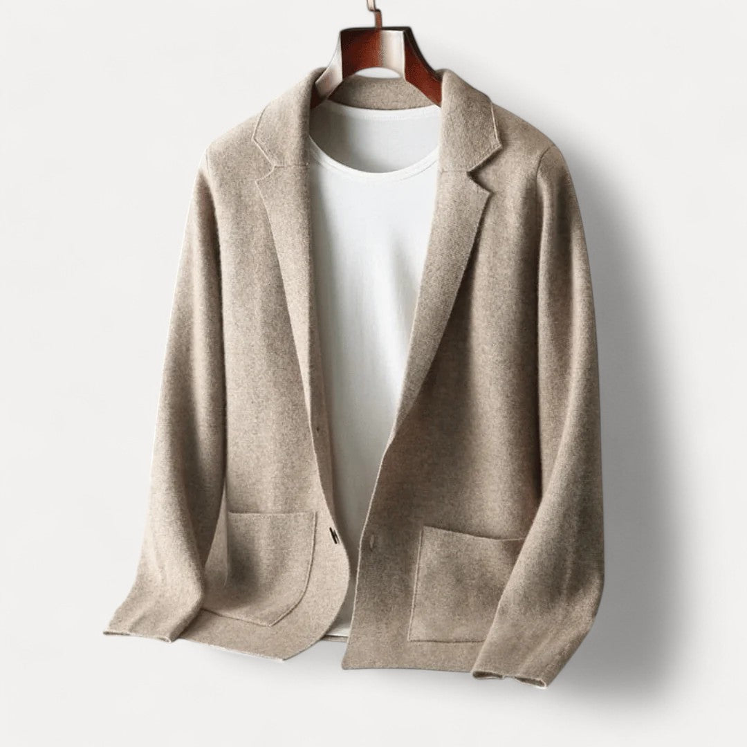 Herren Strickjacke Woll-Look mit Reverskragen und Knöpfen