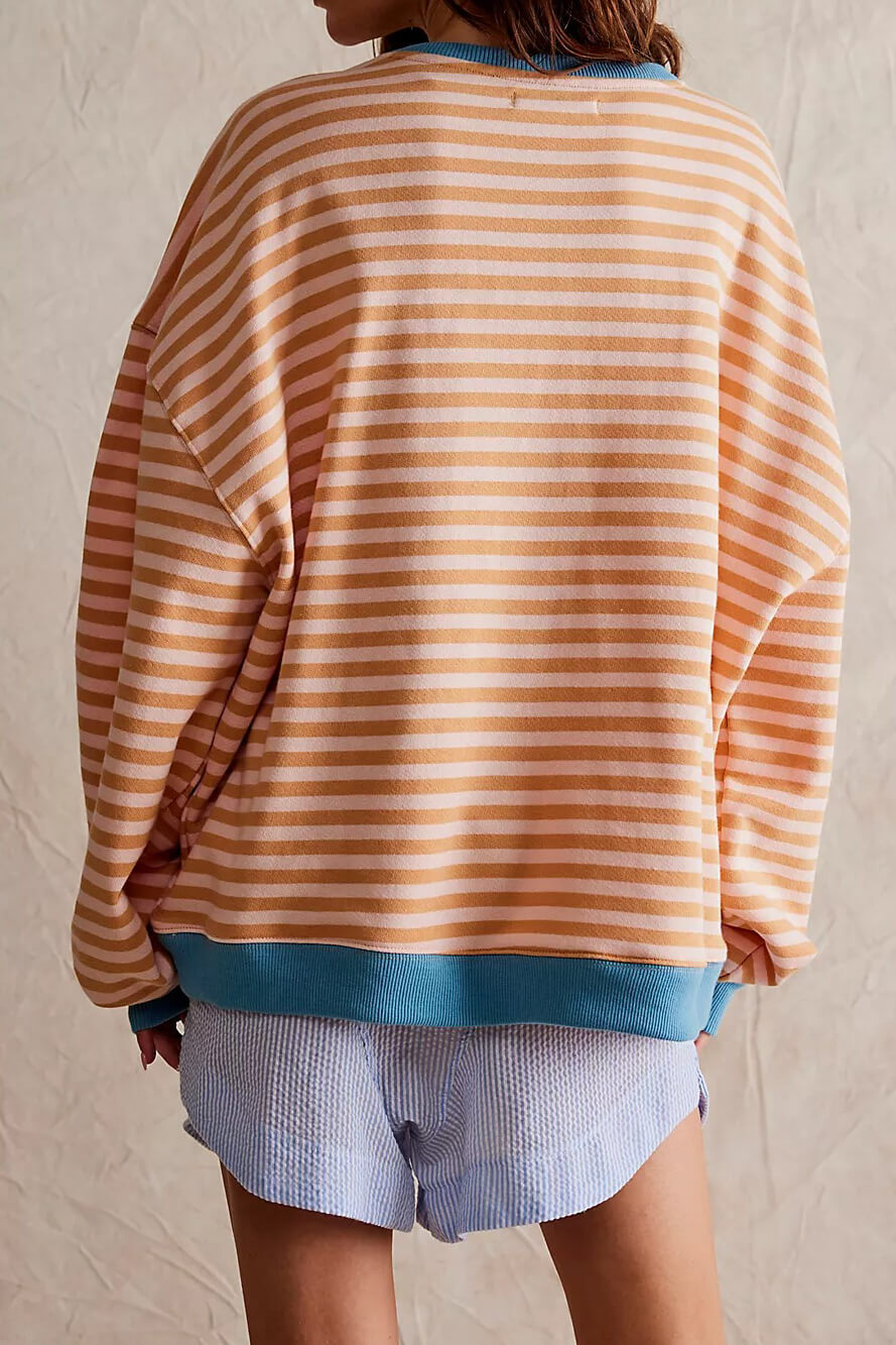 Norvielle Damen Klassischer Strickpullover Streifen