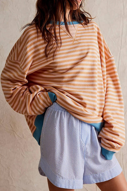 Norvielle Damen Klassischer Strickpullover Streifen