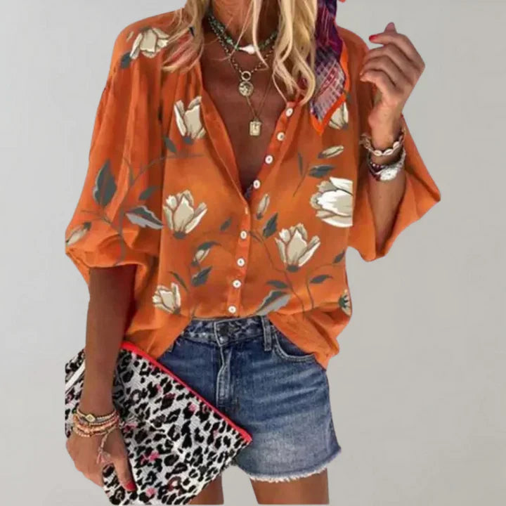 Damen Bluse Blumenmuster Trendy Leicht