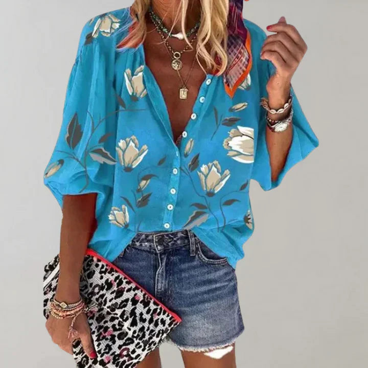 Damen Bluse Blumenmuster Trendy Leicht