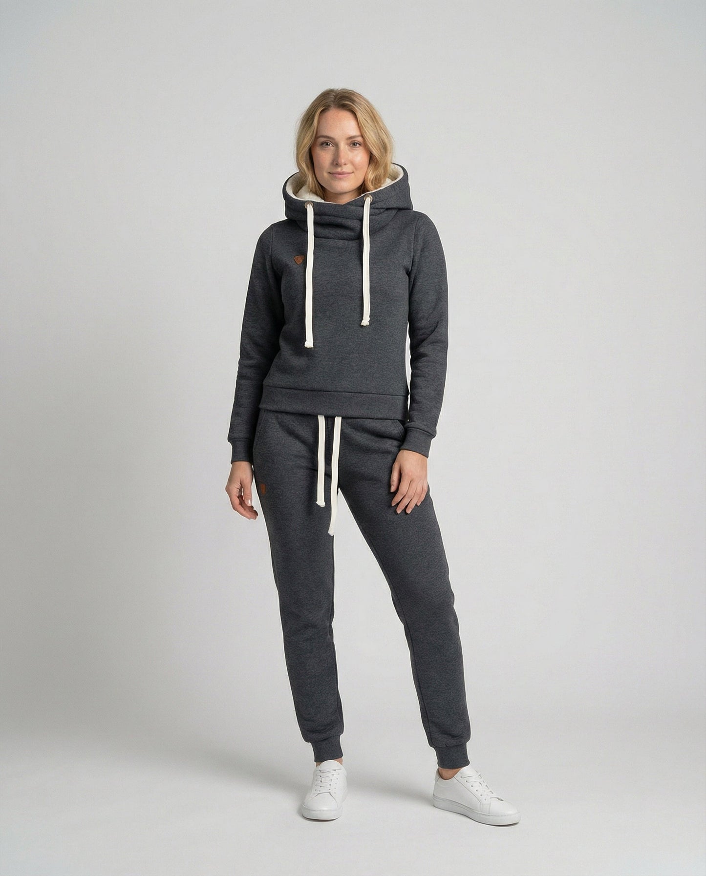 Damen Sportlicher Jogginganzug Warm Fleece Schwarz - Norvielle