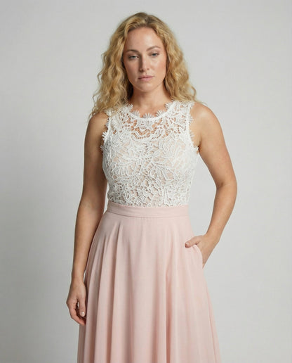 Damen Spitzen Sommerkleid Elegantes Weiß