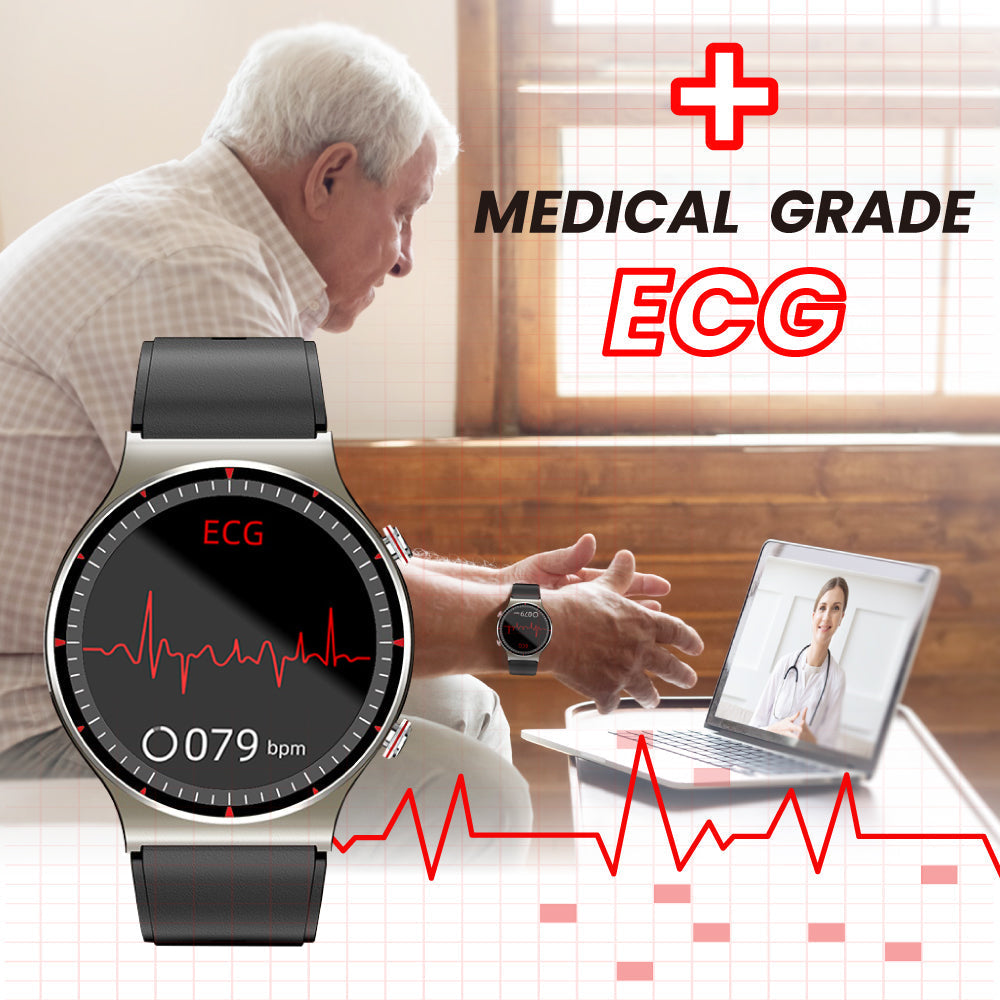 Medizinische Smartwatch EKG 512Hz Biosensor SpO2 Herzfrequenz IP67