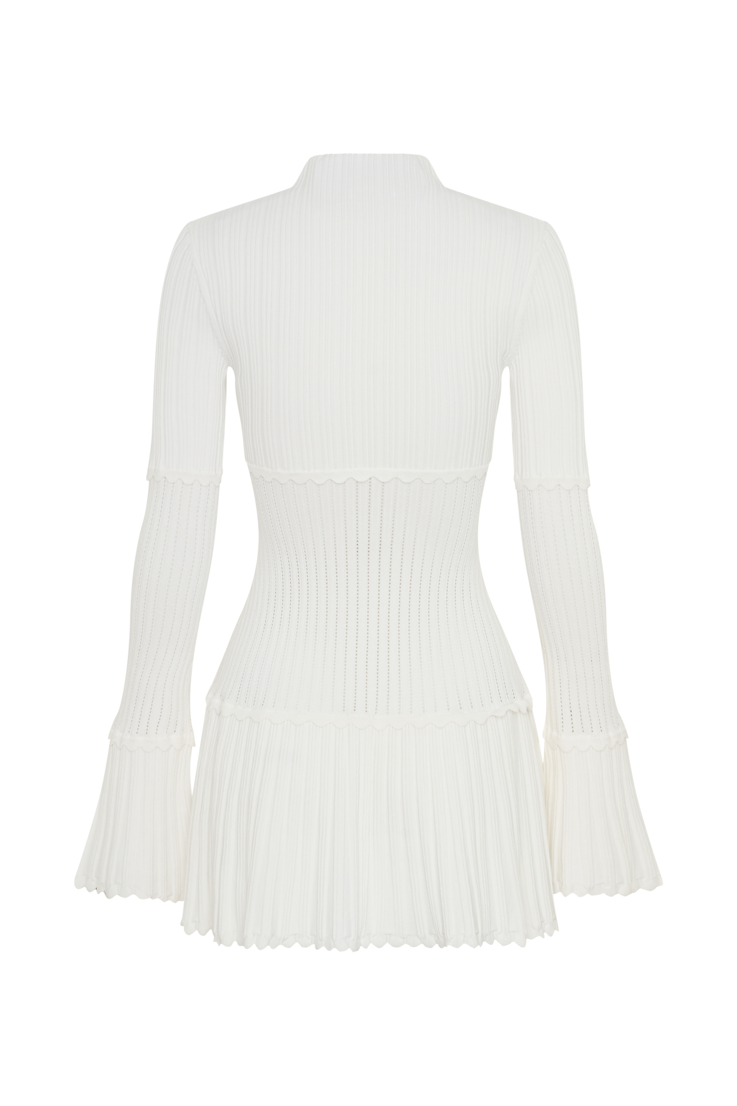 Elegantes Damen Minikleid Stehkragen Ausgestellte Ärmeln