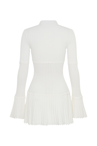 Elegantes Damen Minikleid Stehkragen Ausgestellte Ärmeln