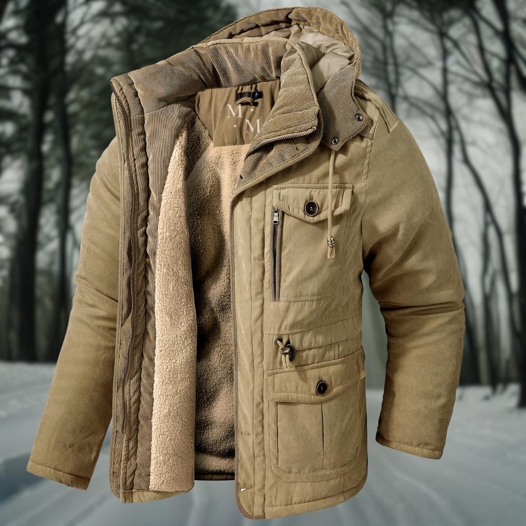 Herren Winterjacke Warm Kapuze Taschen