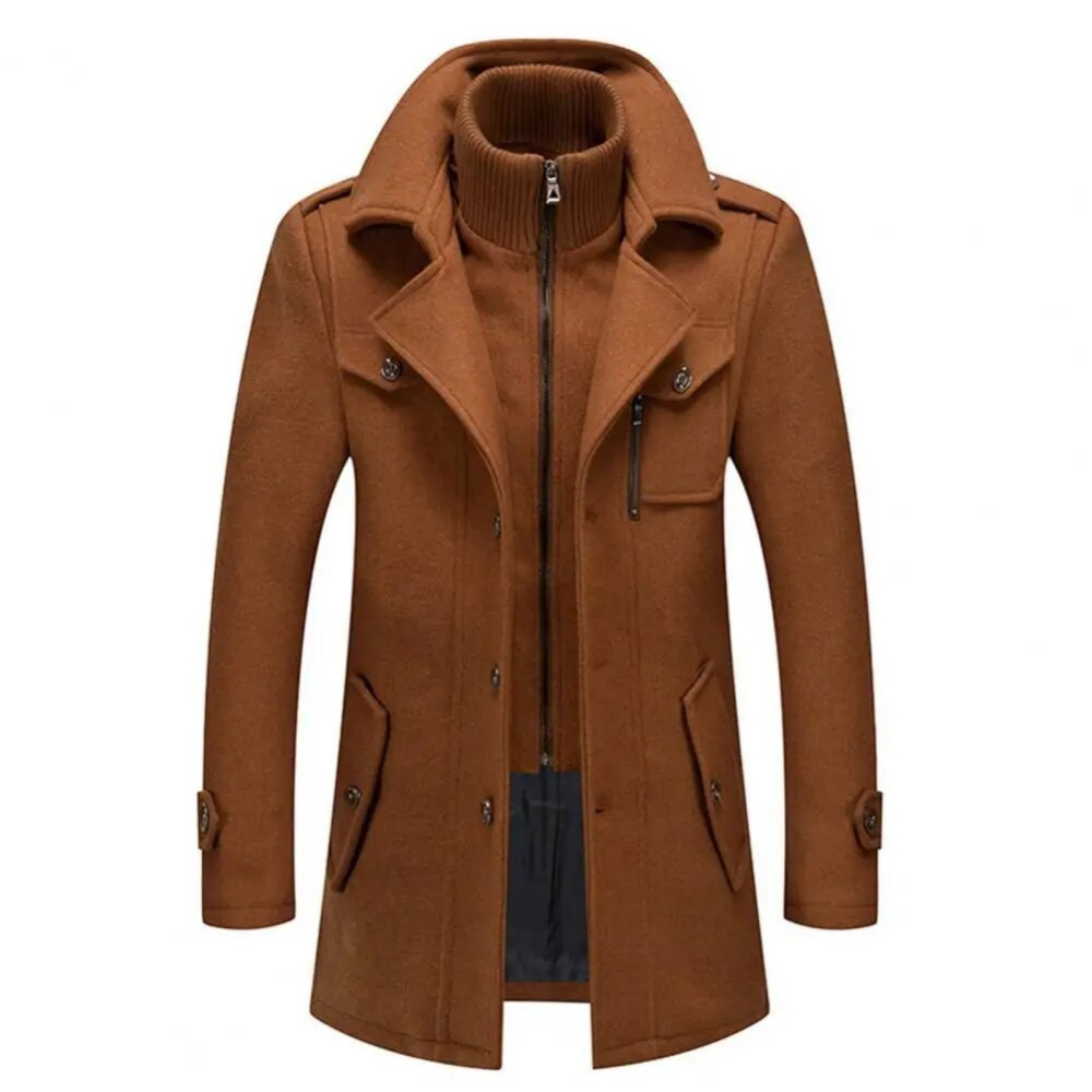 Herren Wintermantel Lang Slim Fit Stehkragen