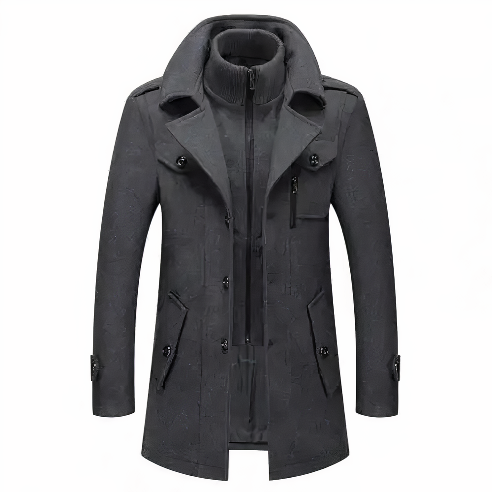 Herren Wintermantel Lang Slim Fit Stehkragen