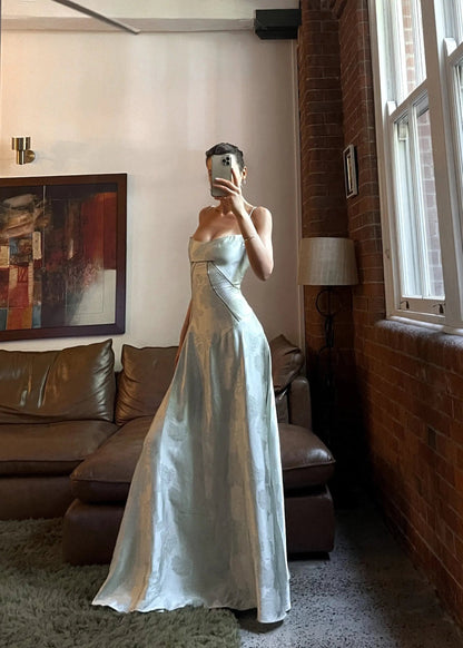 Elegantes Damen Maxikleid mit Spaghettiträgern Blumenmuster