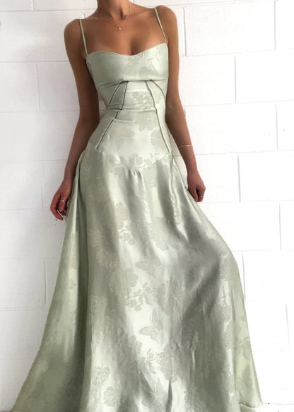 Elegantes Damen Maxikleid mit Spaghettiträgern Blumenmuster