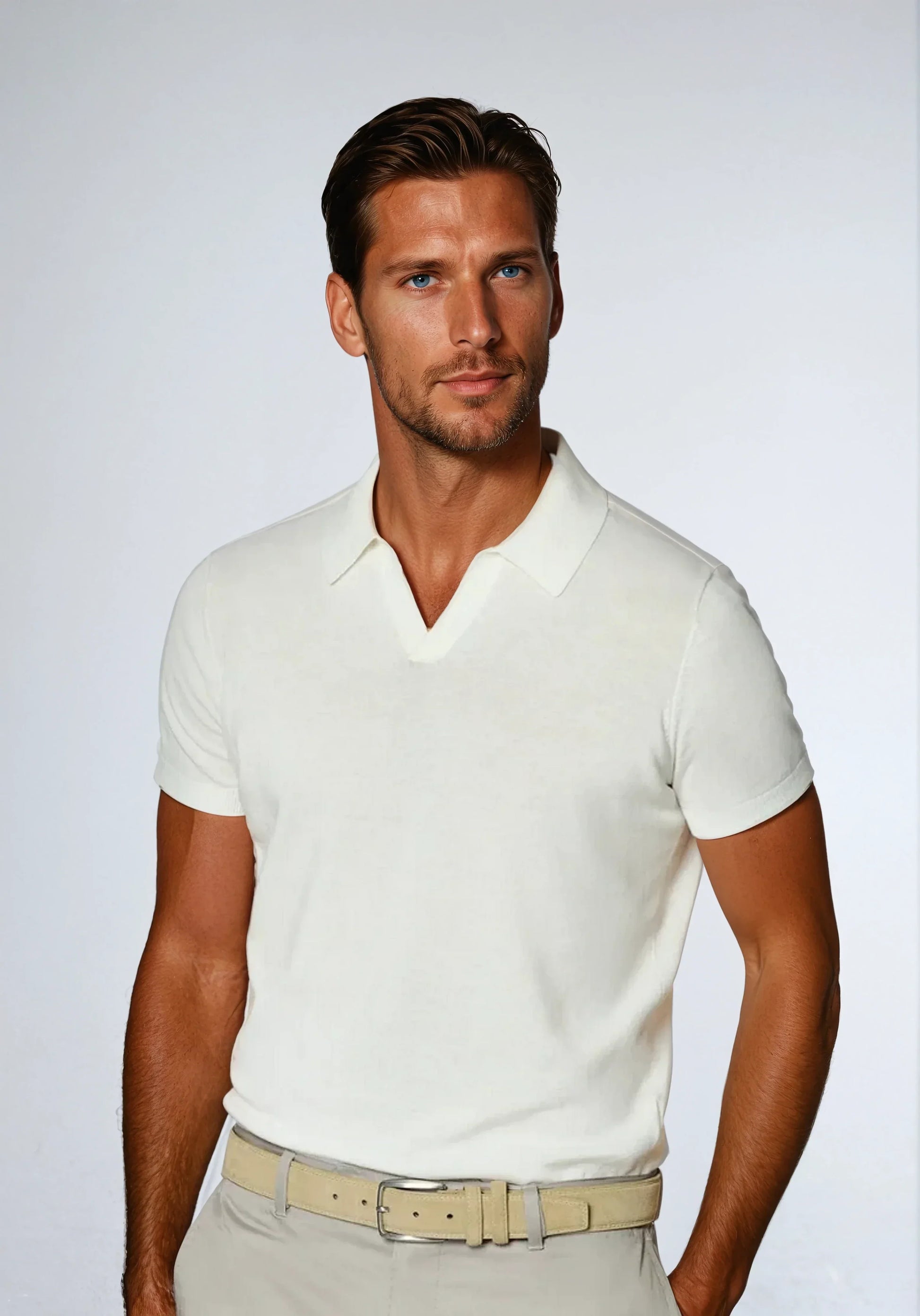 Herren Poloshirt Offener V-Kragen Elegantes Design - Norvielle