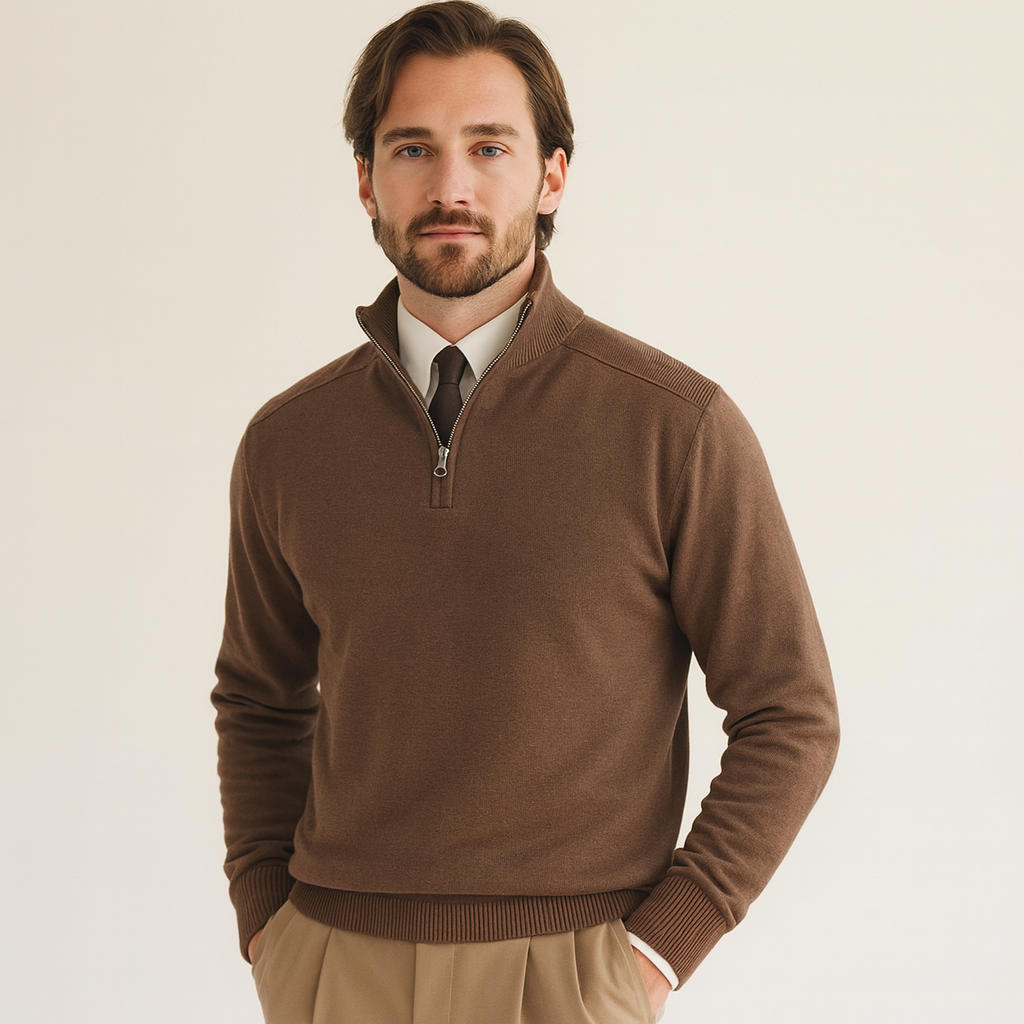 Herren Pullover Halber Reißverschluss Hochschließend - Norvielle