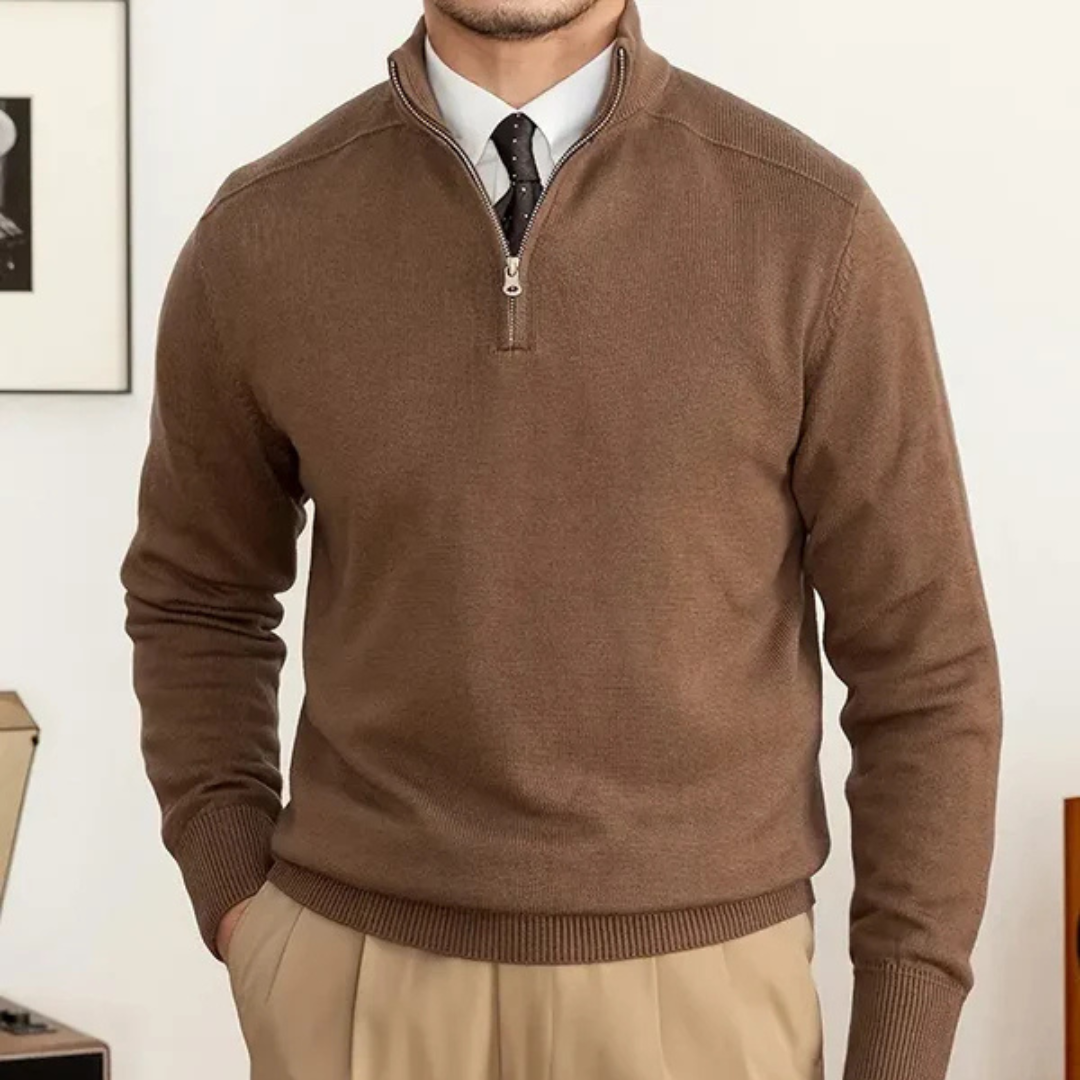 Herren Pullover Halber Reißverschluss Hochschließend