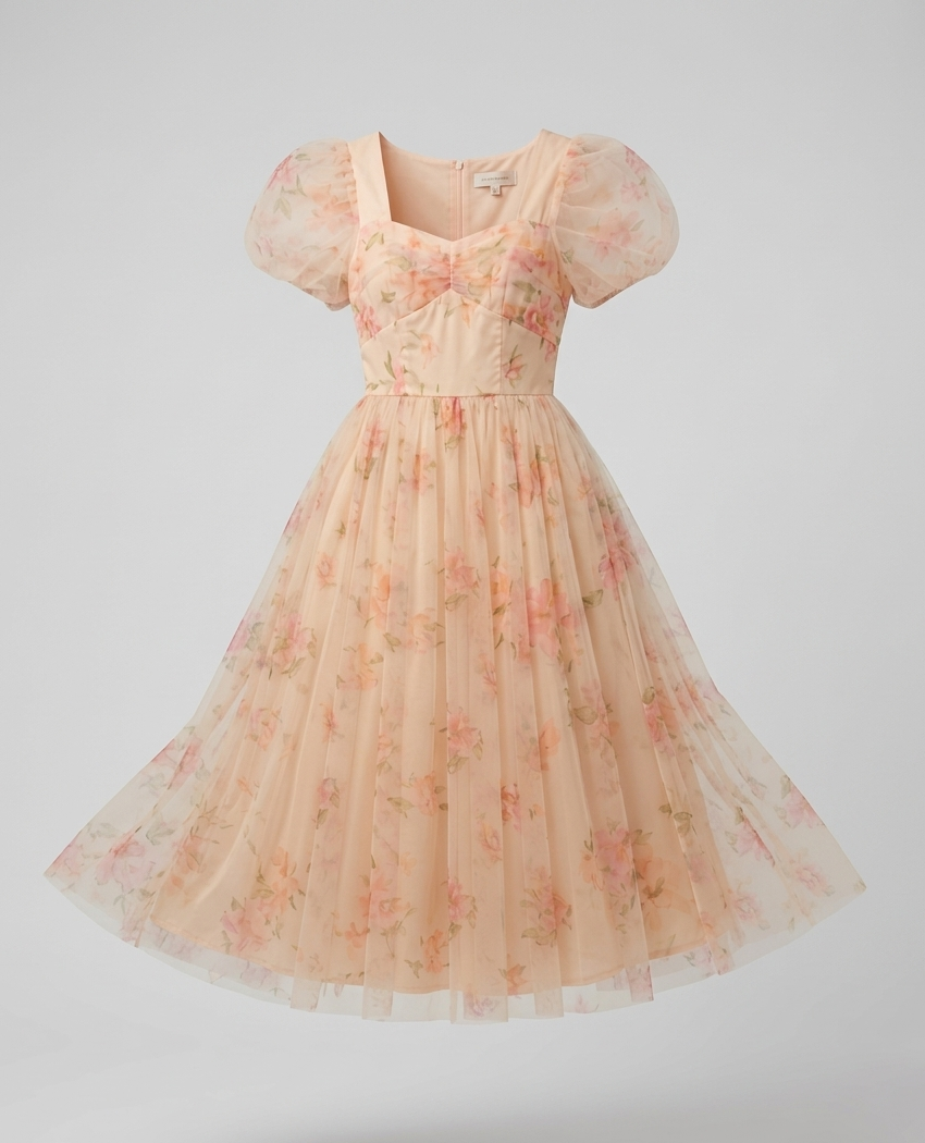 Damen Maxikleid Tüll Spaghettiträger