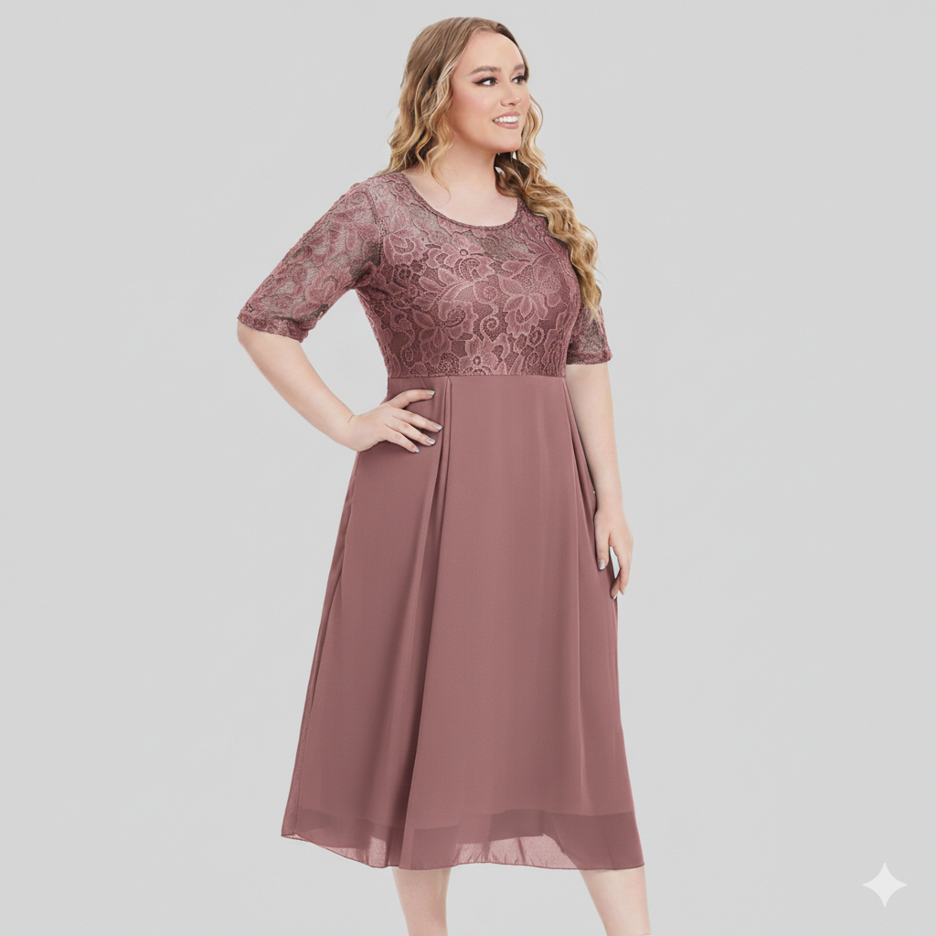 Damen Kleid Liv Chiffon Leichter Stretch Maxilänge