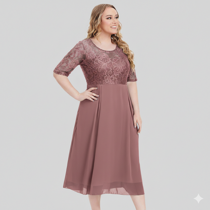 Damen Kleid Liv Chiffon Leichter Stretch Maxilänge