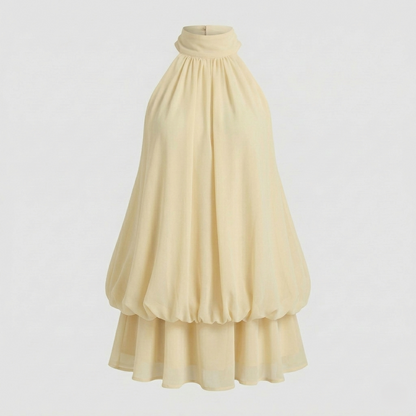 Damen Ärmelloses Volant-Kleid Lagenoptik