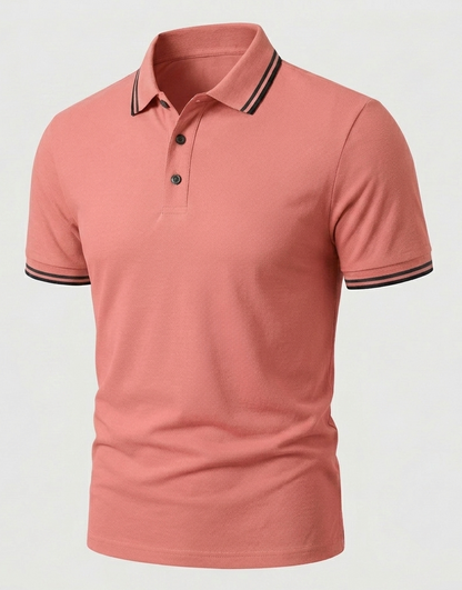 Herren Slimfit Poloshirt Kurzarm Kontrastkragen