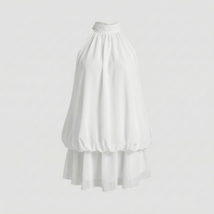 Damen Ärmelloses Volant-Kleid Lagenoptik