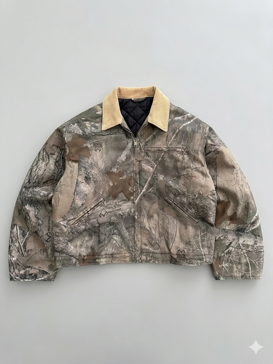 Herren Freizeitjacke Camouflage-Design Hochschließender Kragen