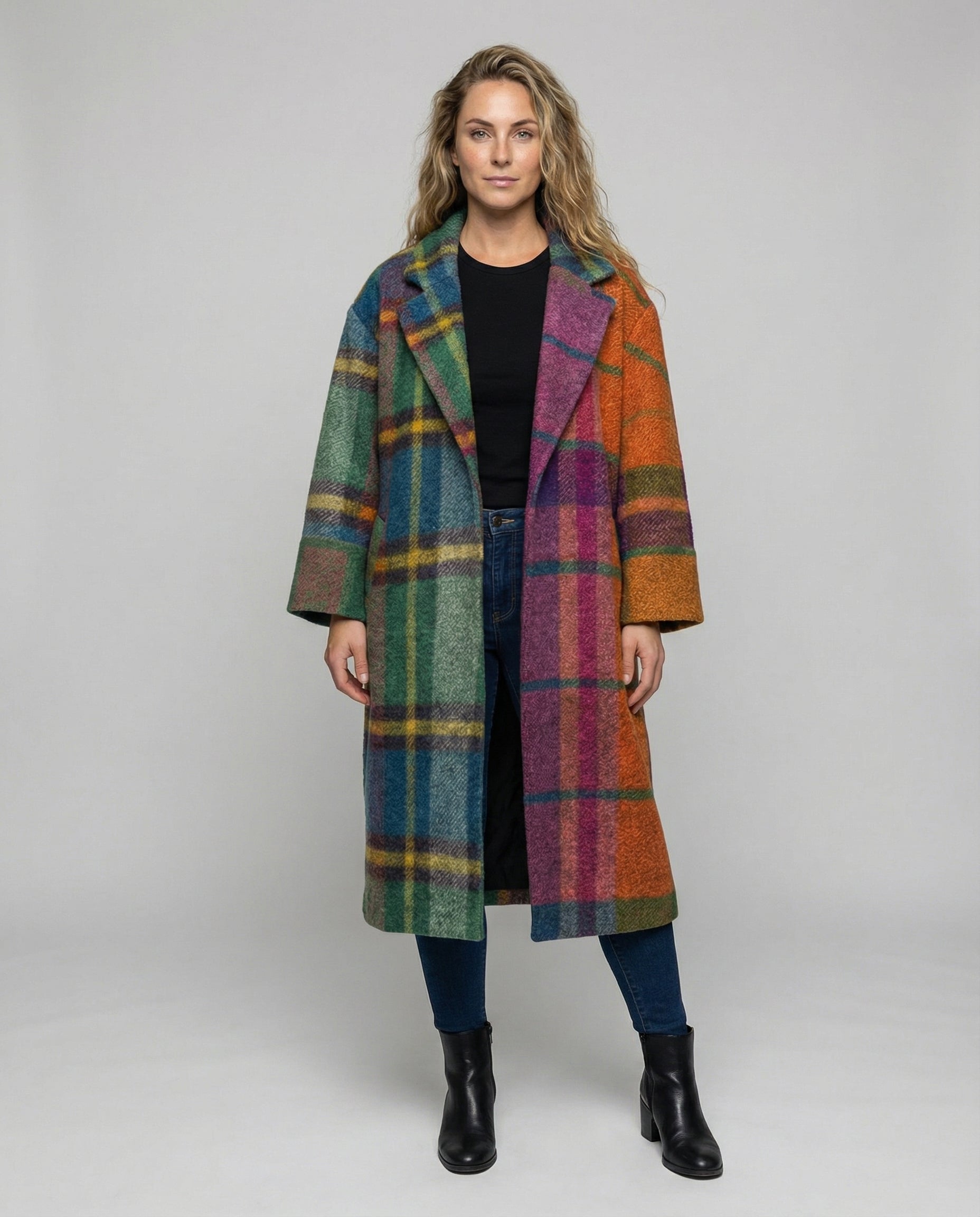 Damen Wollmantel Lang Schwarz Elegantes Design - Norvielle