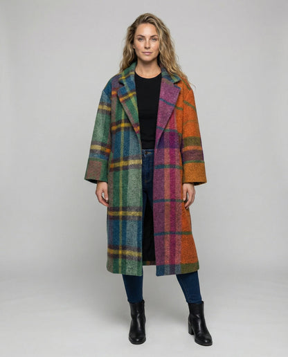Damen Wollmantel Lang Schwarz Elegantes Design - Norvielle