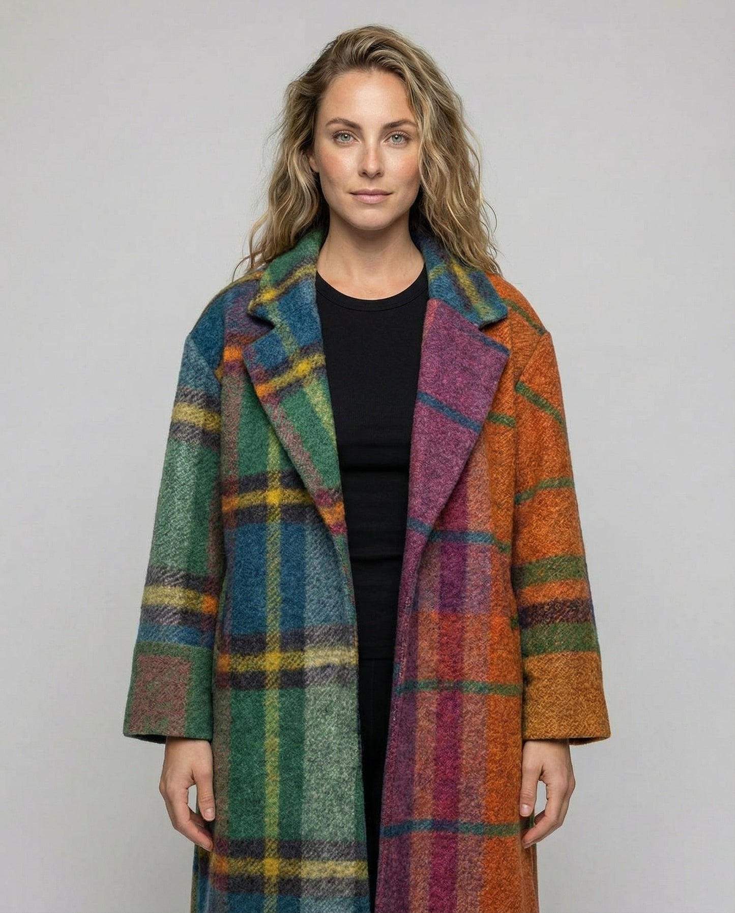 Damen Wollmantel Lang Elegantes Design