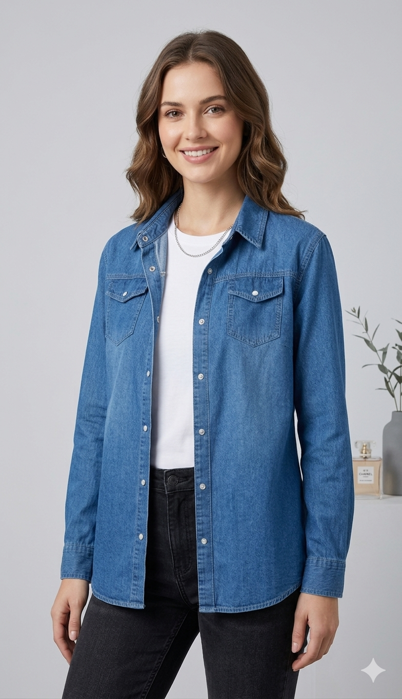 Norvielle Damen Denimjacke Lang