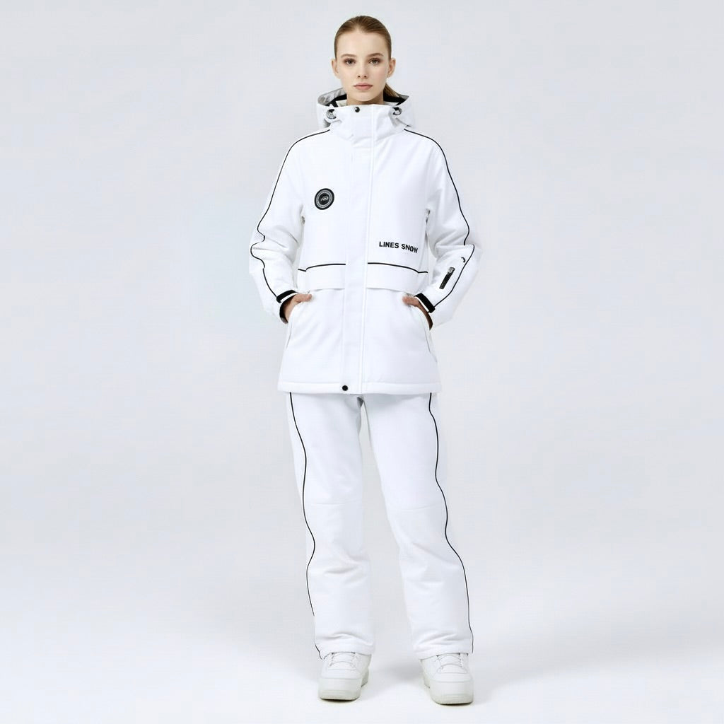 Weißer Unisex Skianzug Zweiteiler