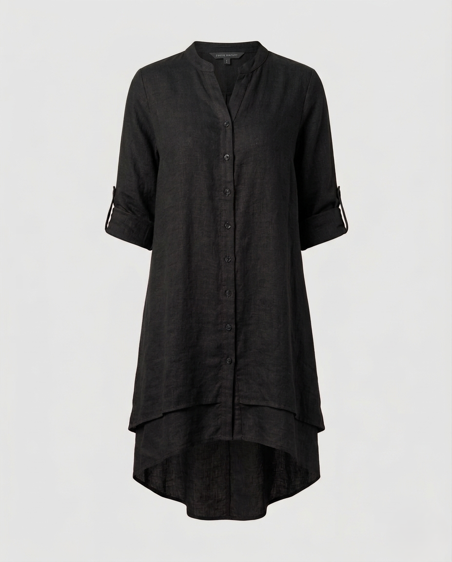 Damen Chiffon Bluse Bubikragen Doppellagiger Saum